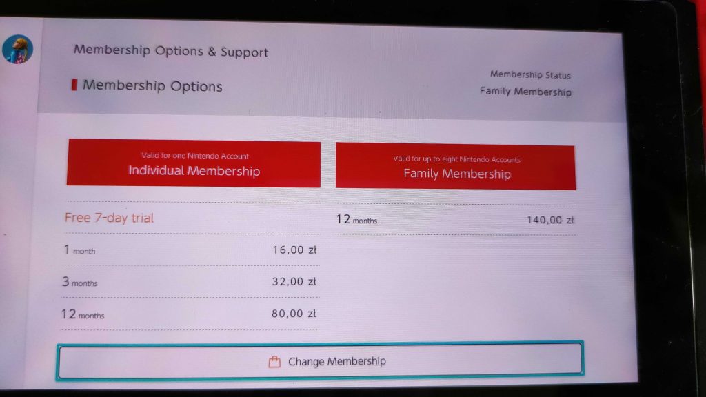 Ceny abonamentów na Nintendo Switch
